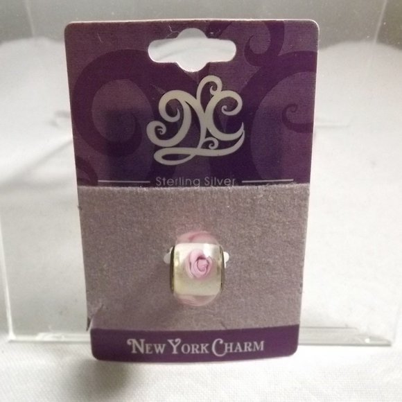 Pink Rose 925 Murano Glass Bead - Picture 1 of 6